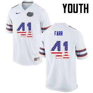 Youth Florida Gators #41 Ryan Farr NCAA Nike White USA Flag Fashion Authentic Stitched College Football Jersey KOE1462JC